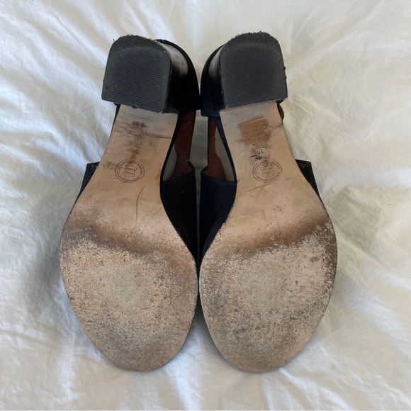 Anthropologie Emma Go Peep-toe Black Suede Heel Booties Handmade in Spain - Picture 8 of 9